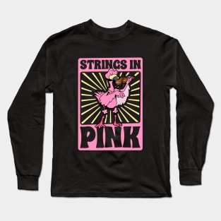 Strings in pink - flamingo on violin Long Sleeve T-Shirt